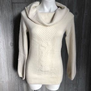 White House Black Market Cream Cowl Neck Sweater
